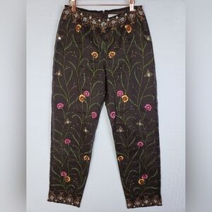 Vintage Chetta B Evening Silk Pants Embroidered Beaded Art-to-Wear Floral Boho 8